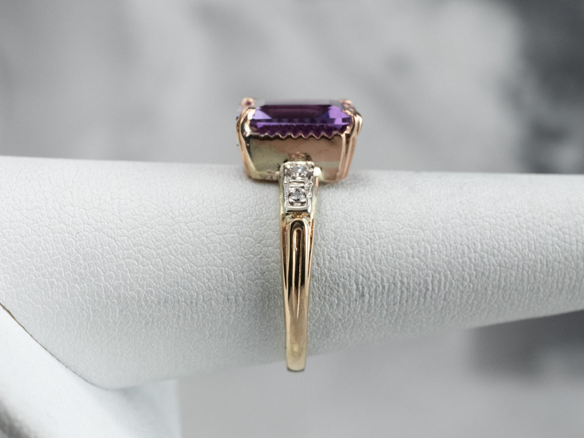 Two Tone Amethyst and Diamond Ring