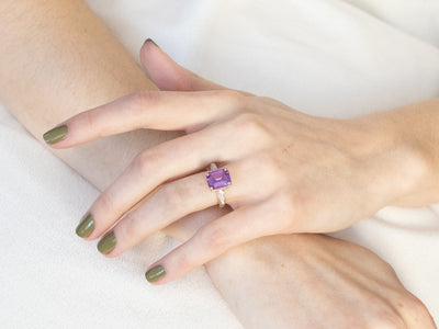 Two Tone Amethyst and Diamond Ring