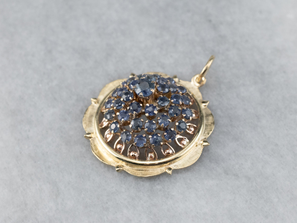 Domed Sapphire Cluster Pendant