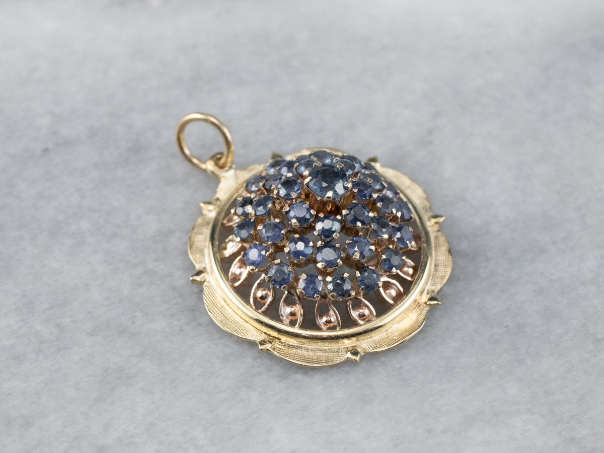 Domed Sapphire Cluster Pendant