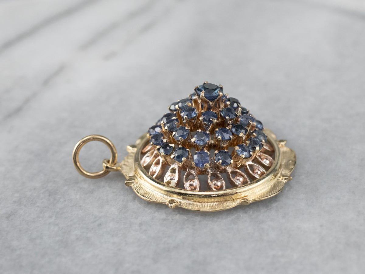 Domed Sapphire Cluster Pendant