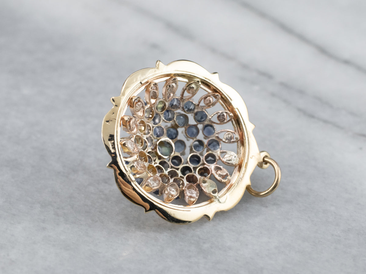 Domed Sapphire Cluster Pendant