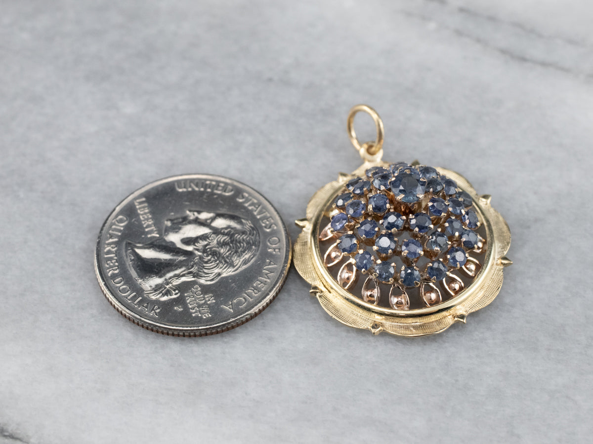 Domed Sapphire Cluster Pendant