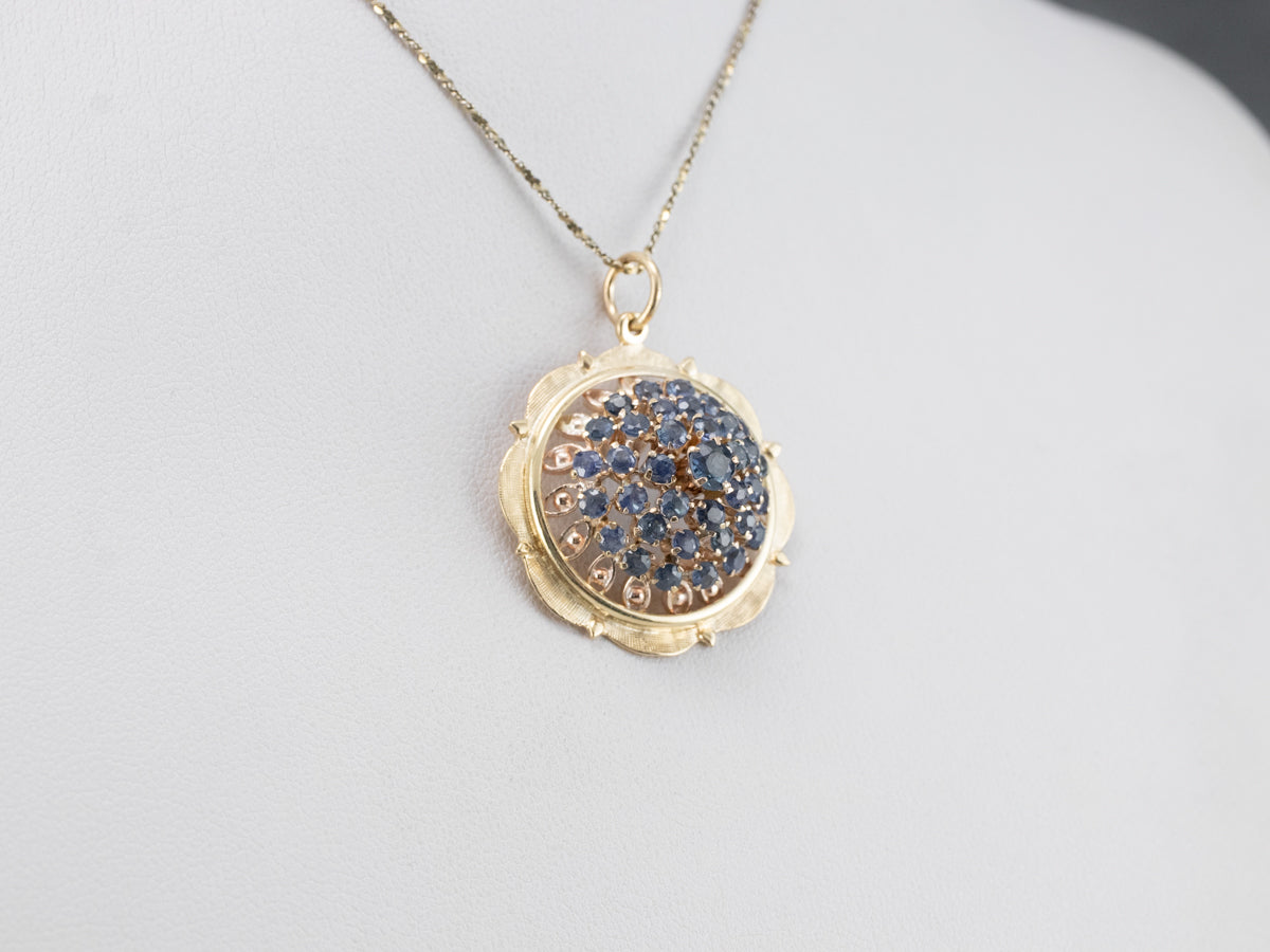 Domed Sapphire Cluster Pendant