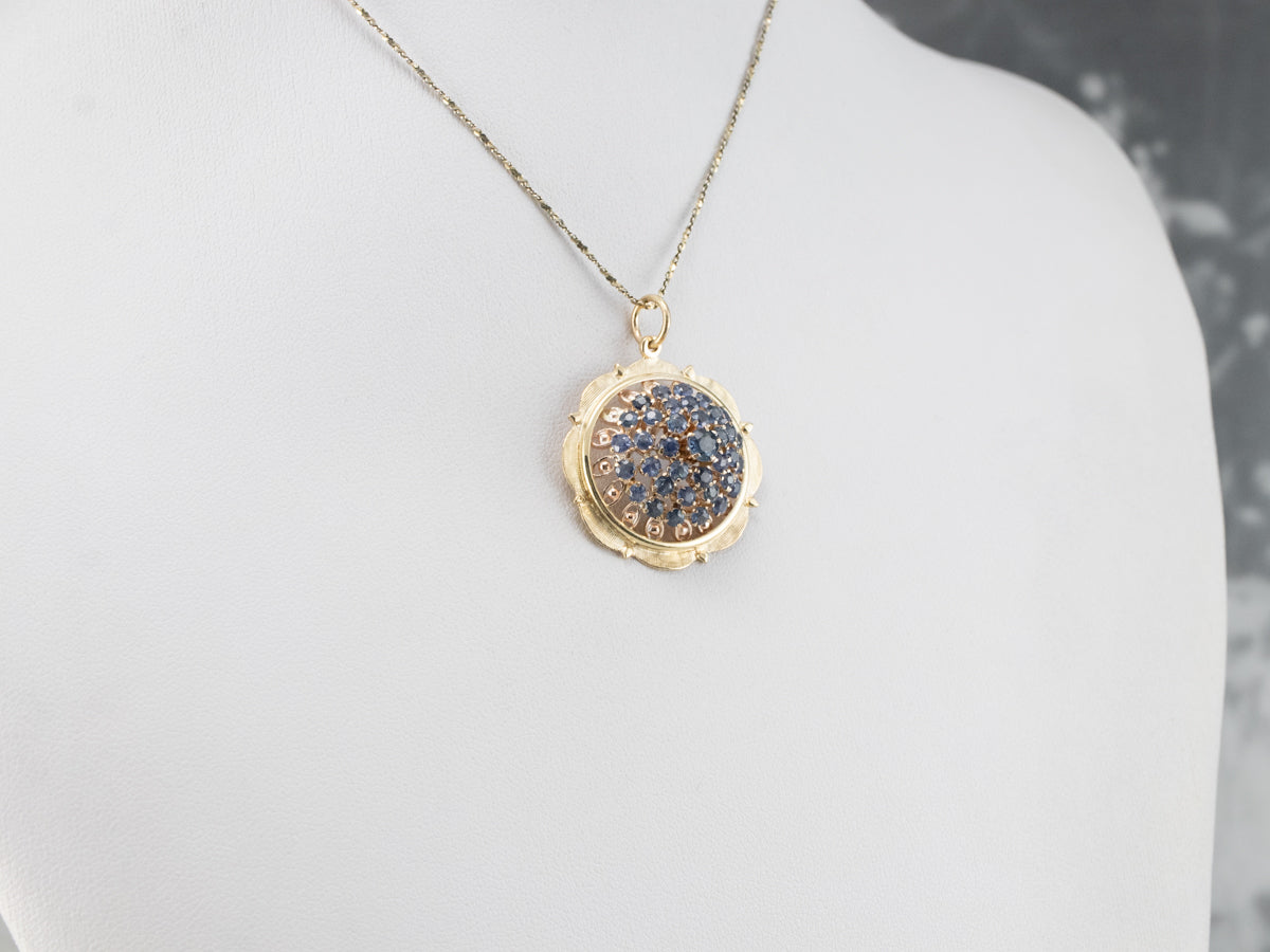 Domed Sapphire Cluster Pendant