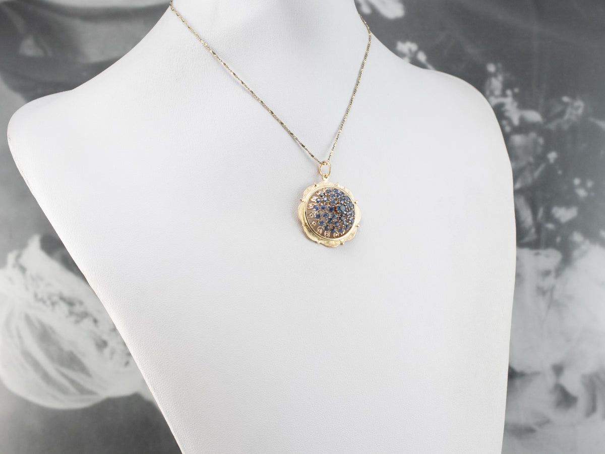 Domed Sapphire Cluster Pendant