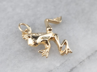 Large 14K Gold Frog Charm Pendant