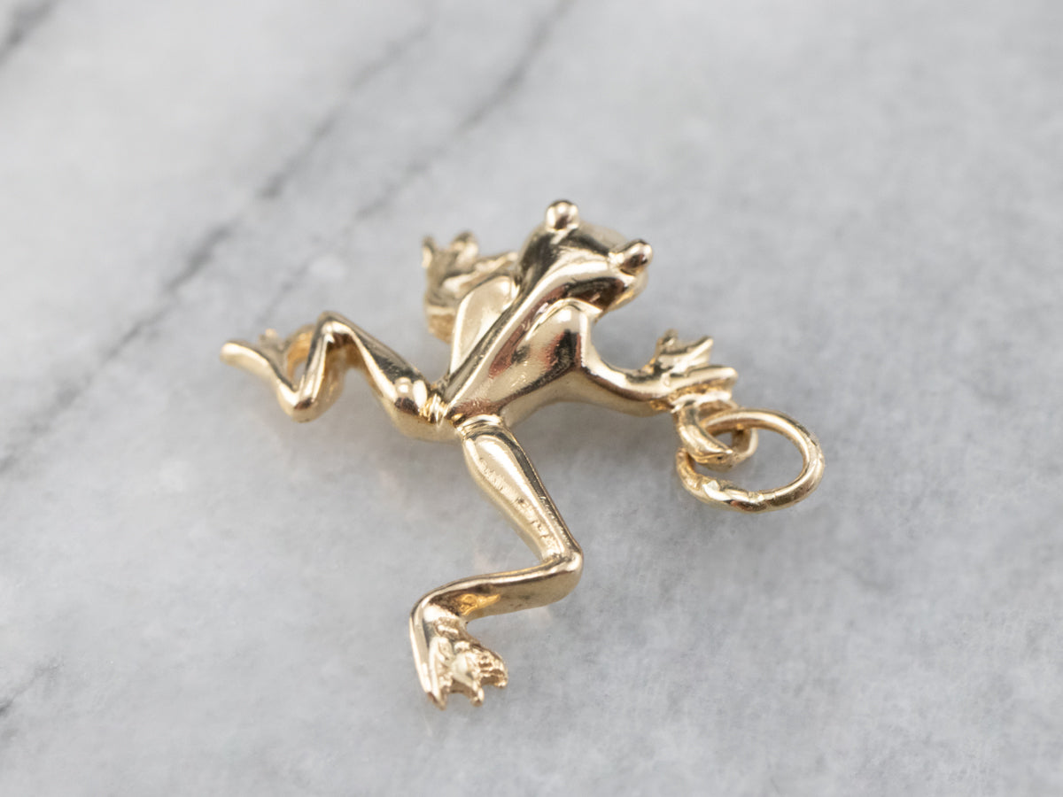 Large 14K Gold Frog Charm Pendant