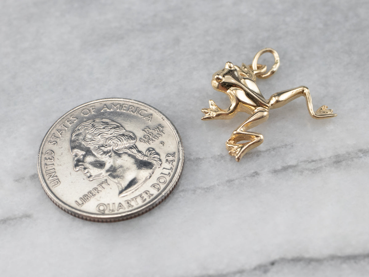 Large 14K Gold Frog Charm Pendant