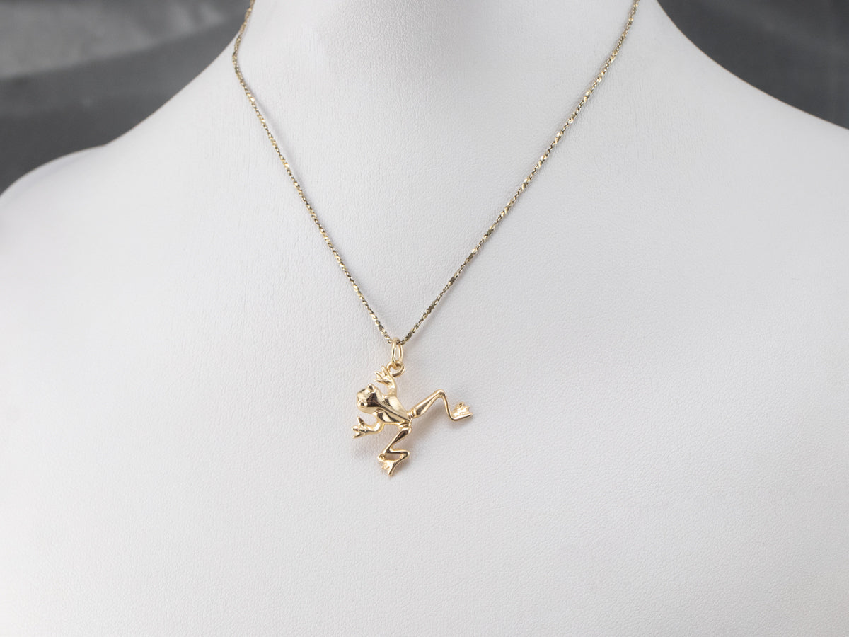 Large 14K Gold Frog Charm Pendant