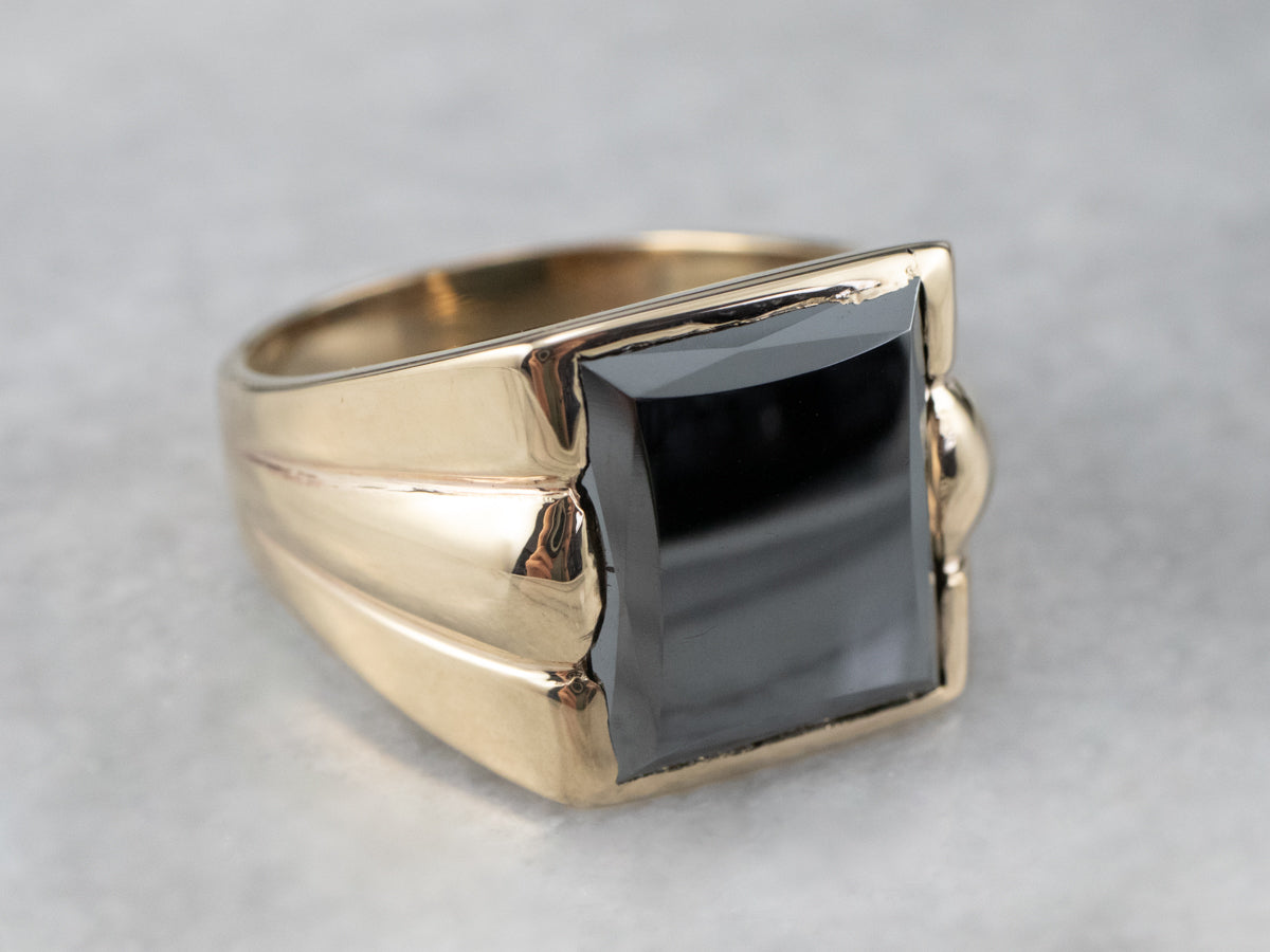 Men's Hematite Statement Ring