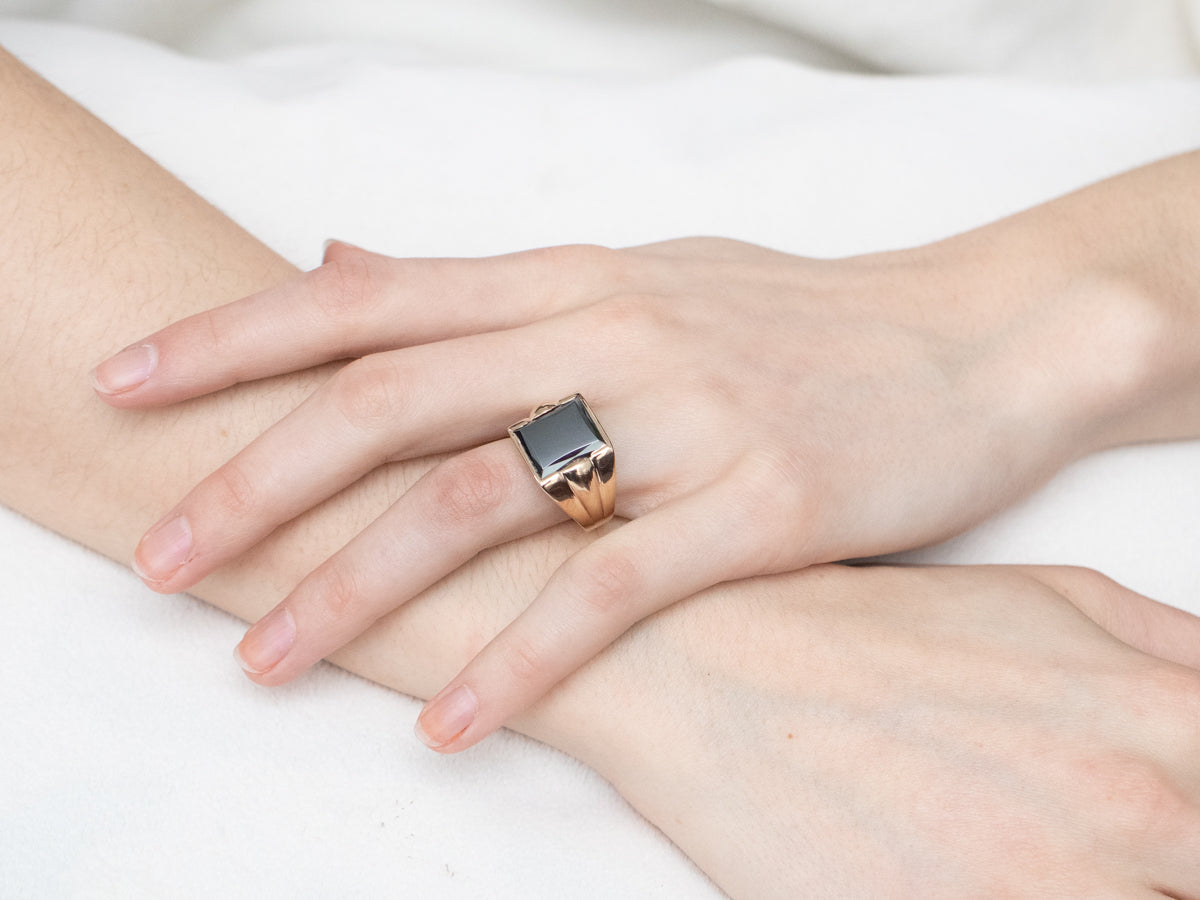 Men's Hematite Statement Ring