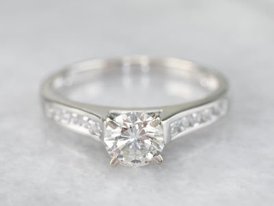 White Gold Modern Round Brilliant Diamond Engagement Ring