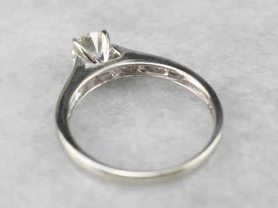White Gold Modern Round Brilliant Diamond Engagement Ring