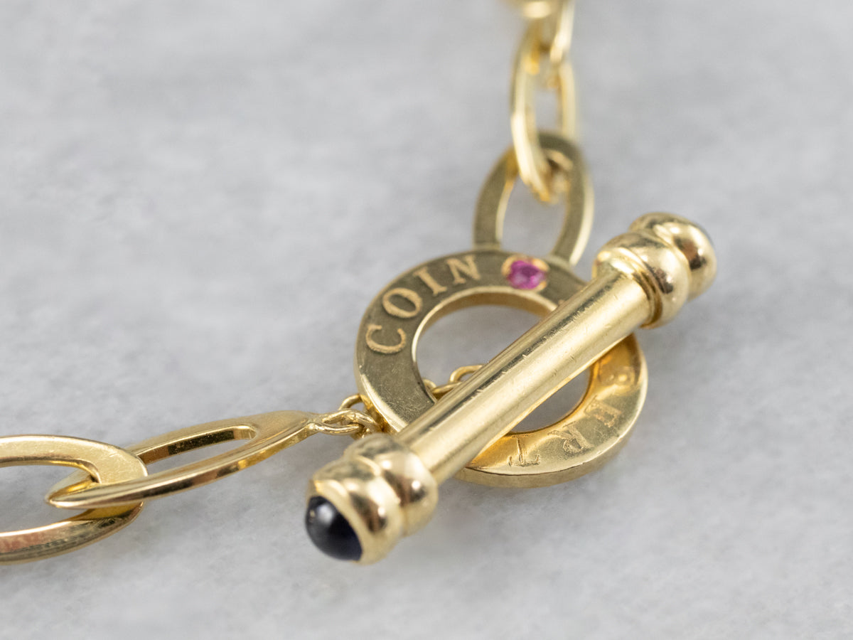 Roberto Coin Ruby and Sapphire Chic & Shine 18K Gold Link Bracelet