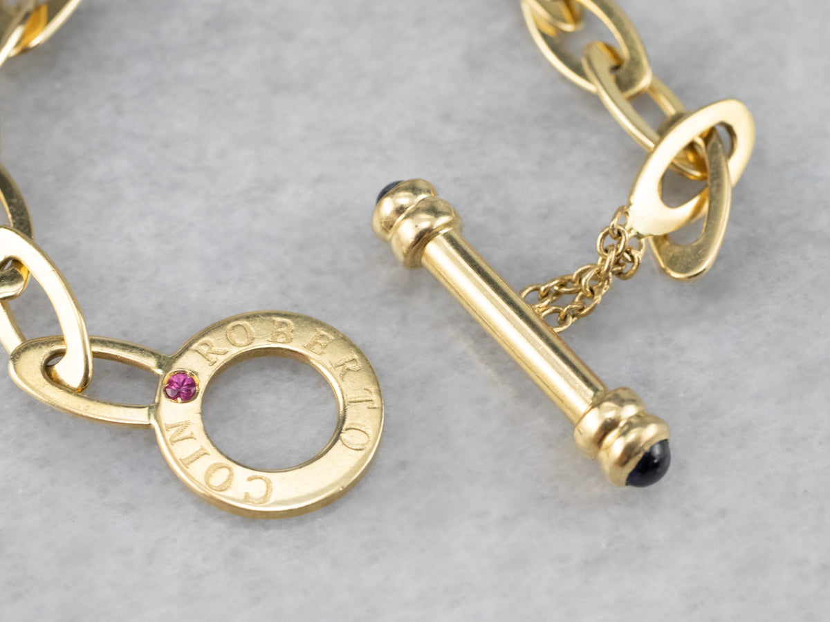 Roberto Coin Ruby and Sapphire Chic & Shine 18K Gold Link Bracelet