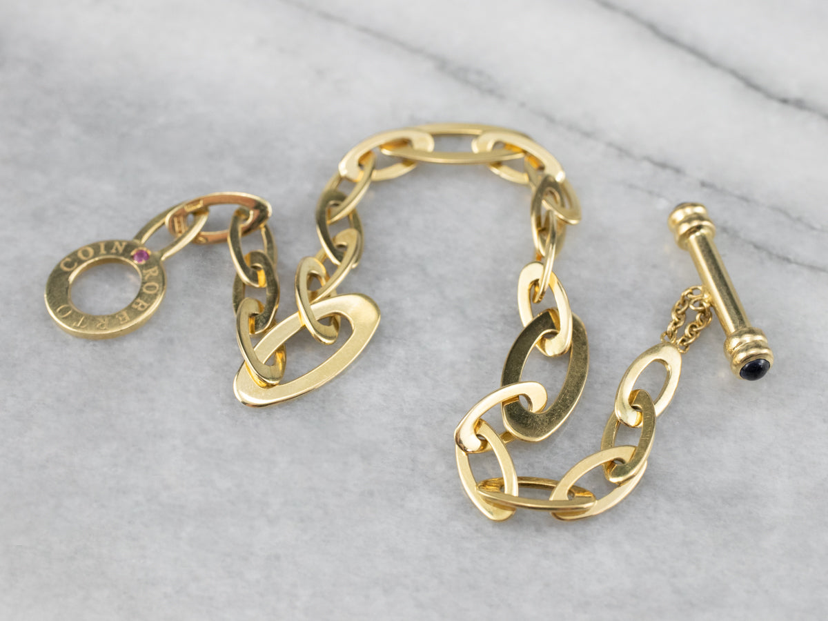 Roberto Coin Ruby and Sapphire Chic & Shine 18K Gold Link Bracelet