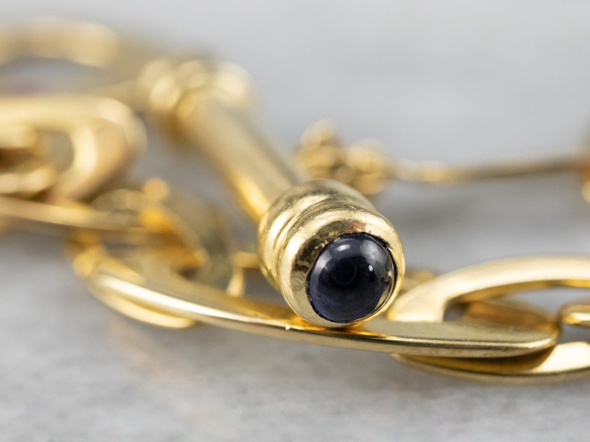 Roberto Coin Ruby and Sapphire Chic & Shine 18K Gold Link Bracelet