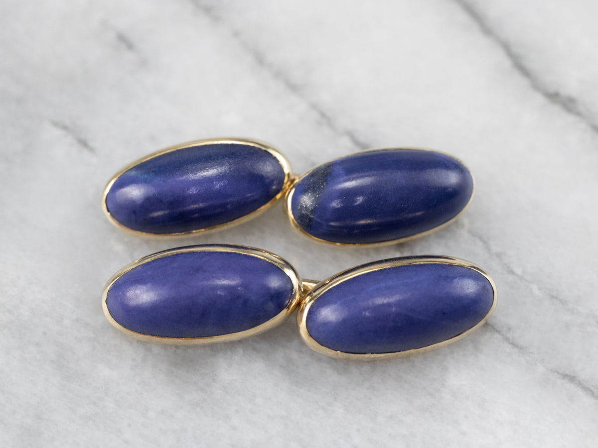 Vintage Lapis Cufflinks in Yellow Gold