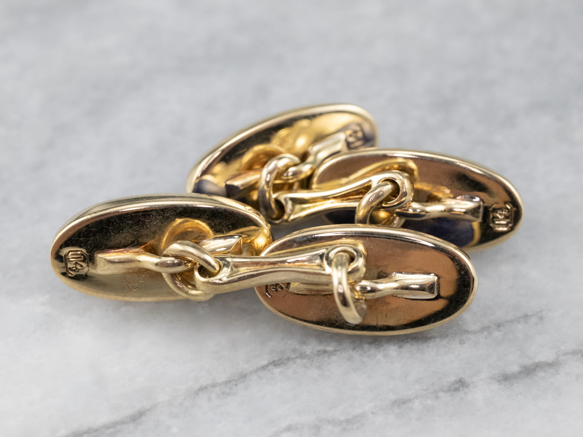Vintage Lapis Cufflinks in Yellow Gold