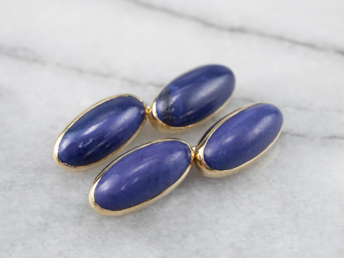 Vintage Lapis Cufflinks in Yellow Gold
