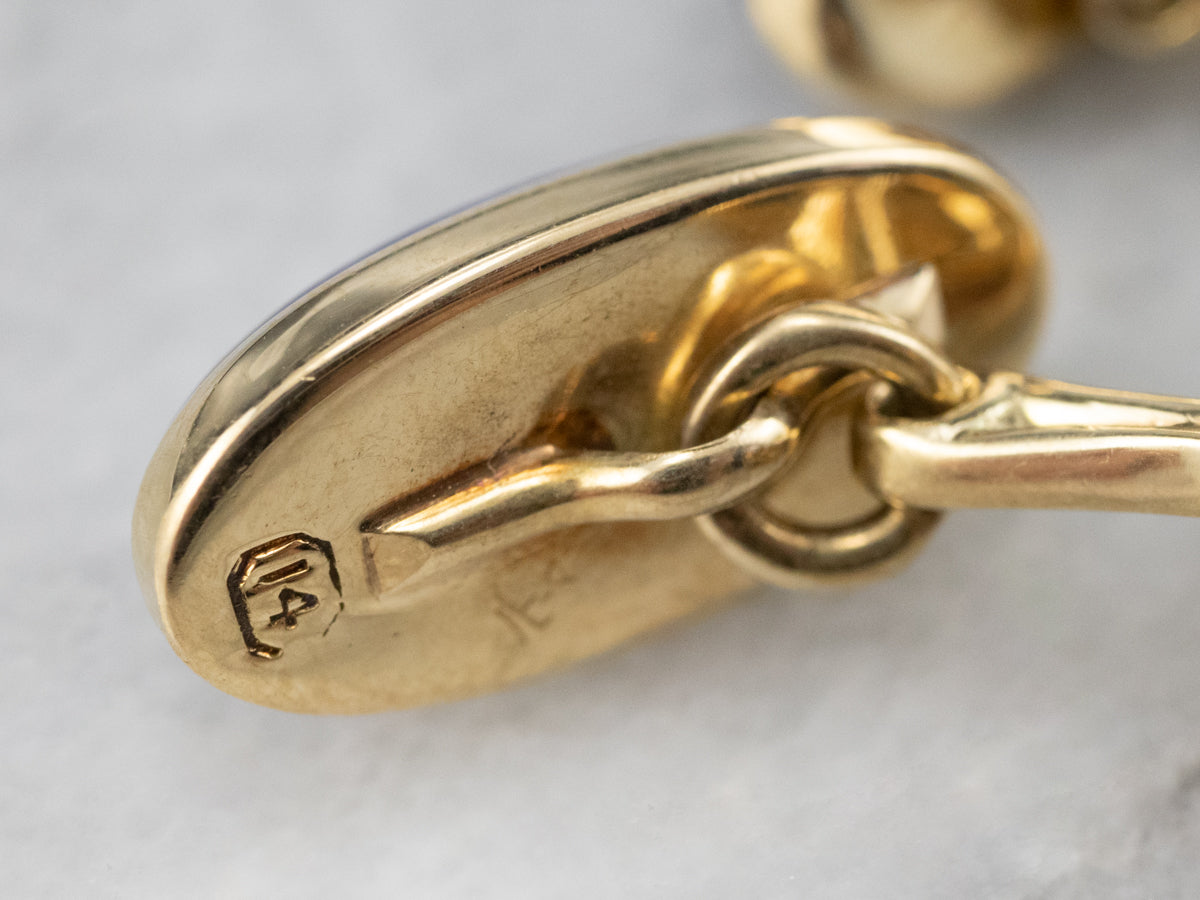 Vintage Lapis Cufflinks in Yellow Gold