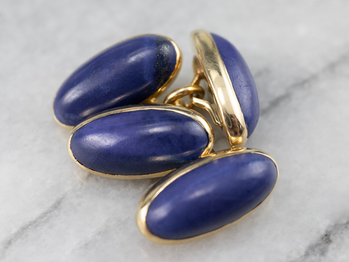 Vintage Lapis Cufflinks in Yellow Gold