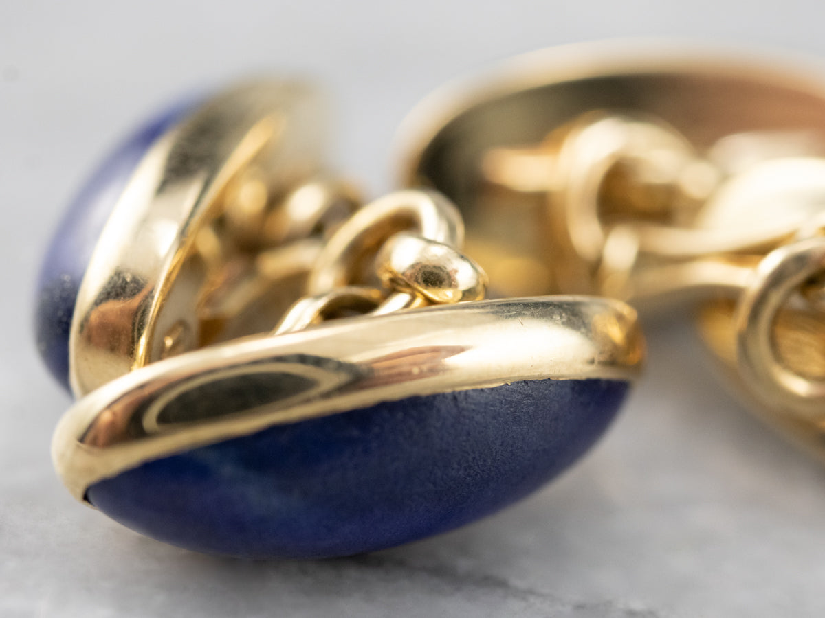 Vintage Lapis Cufflinks in Yellow Gold