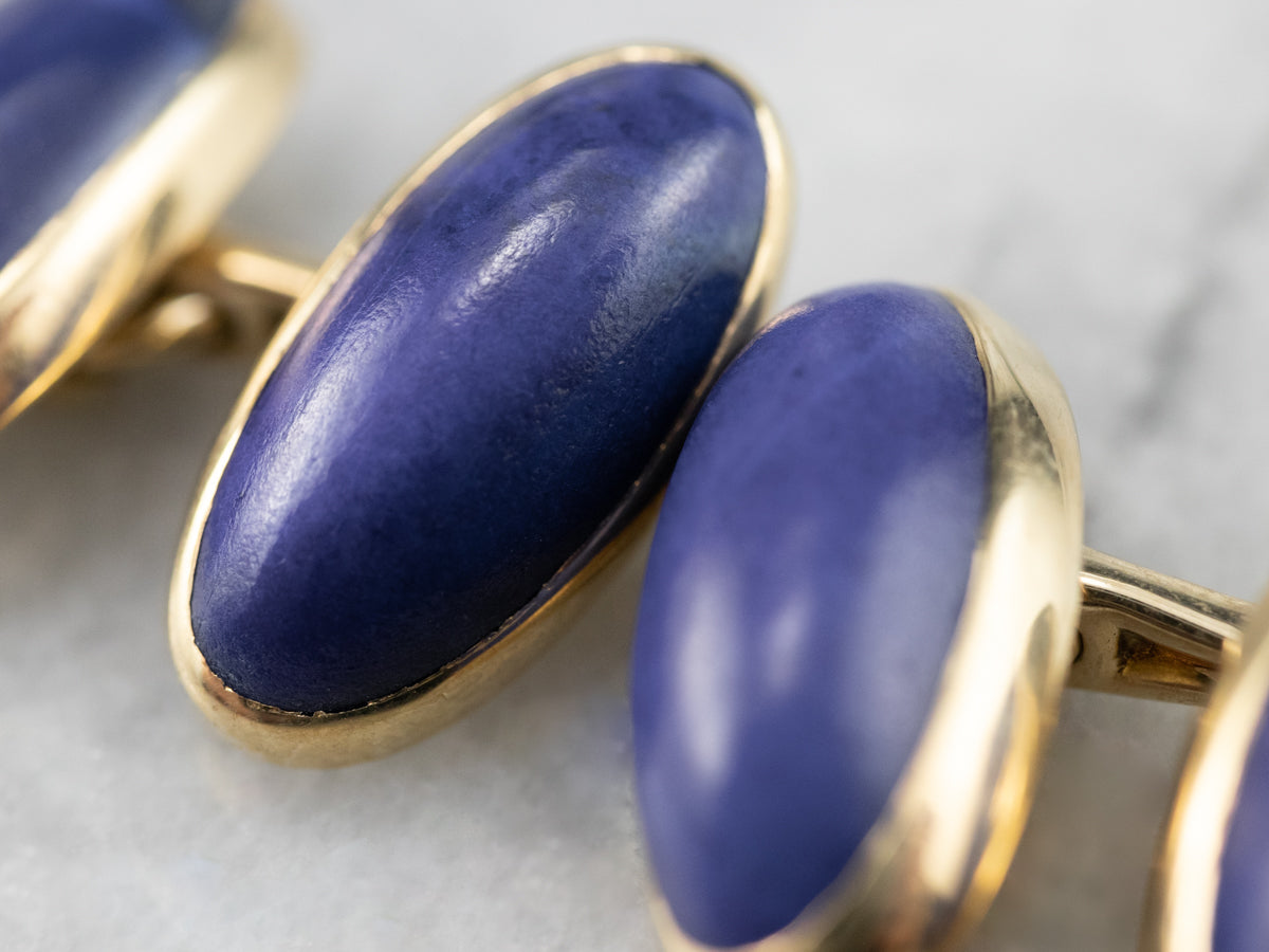 Vintage Lapis Cufflinks in Yellow Gold
