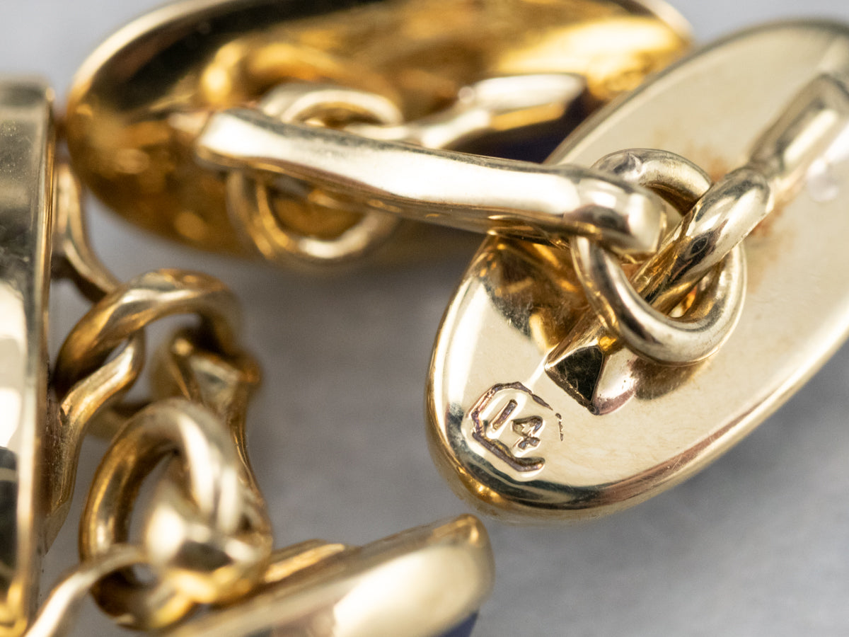 Vintage Lapis Cufflinks in Yellow Gold