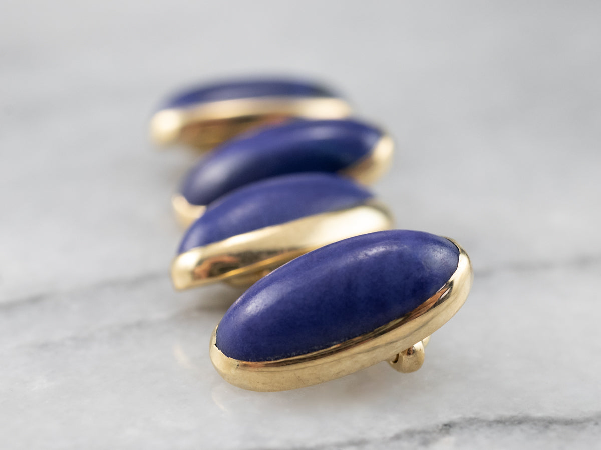Vintage Lapis Cufflinks in Yellow Gold