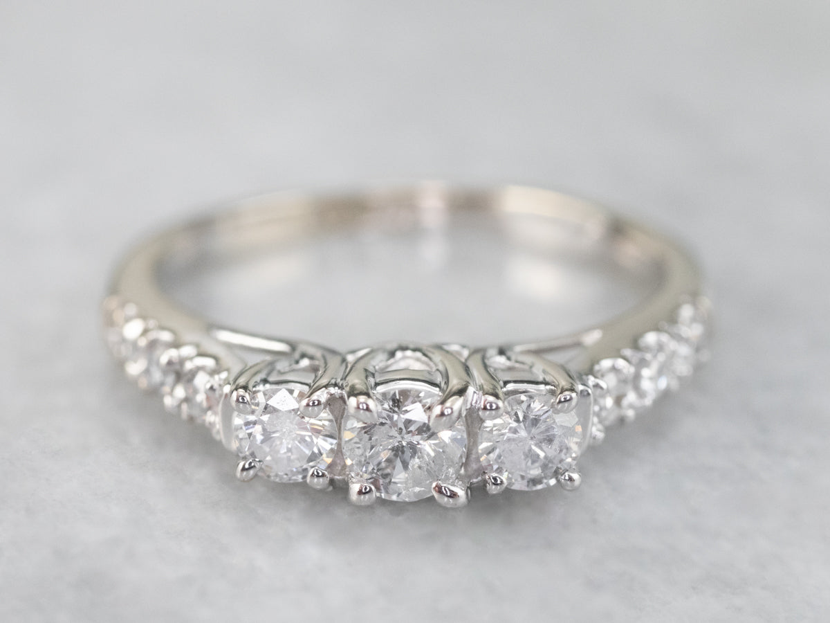 Modern Diamond Ring in White Gold
