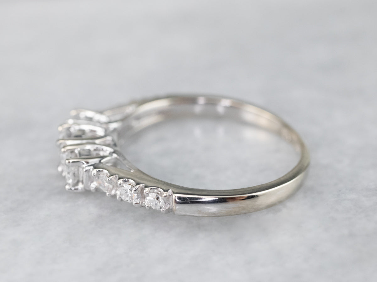 Modern Diamond Ring in White Gold
