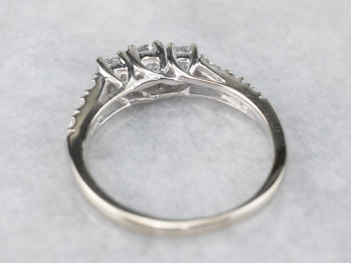 Modern Diamond Ring in White Gold