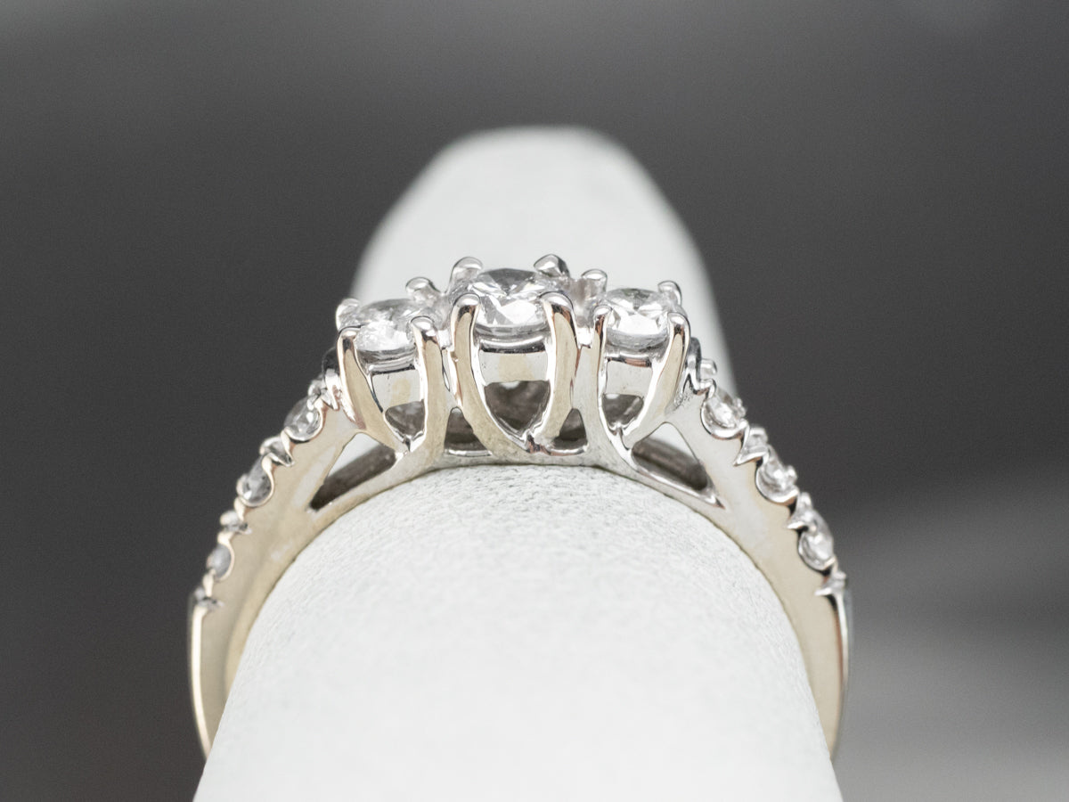 Modern Diamond Ring in White Gold