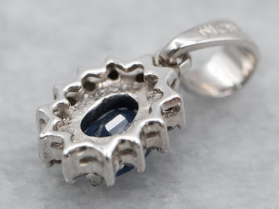 Sapphire and Diamond Gold Halo Pendant