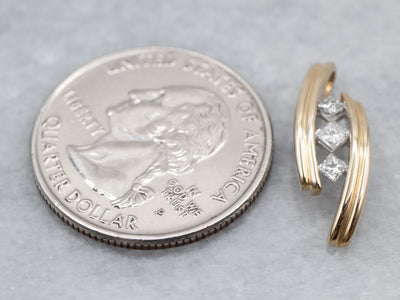 Gold Three Stone Diamond Pendant