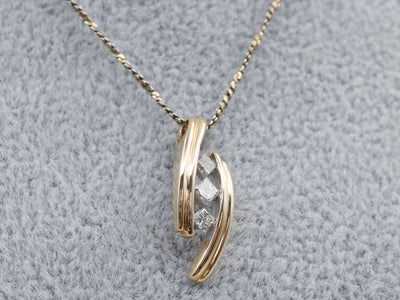 Gold Three Stone Diamond Pendant