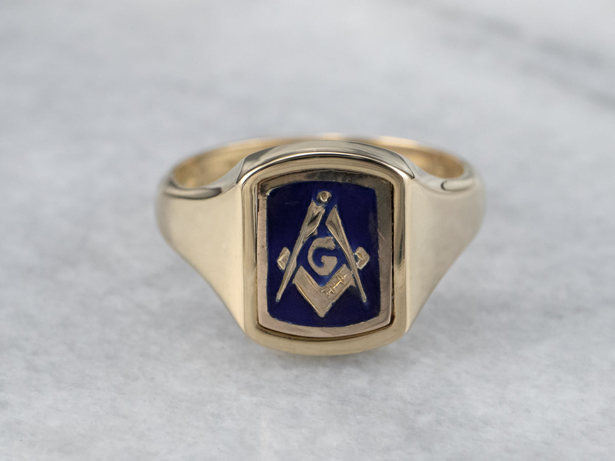 Vintage Masonic Signet Flip Ring