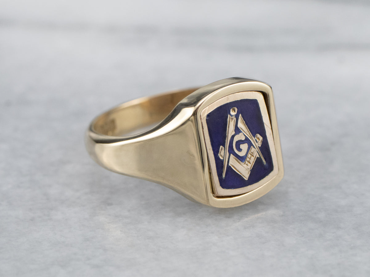 Vintage Masonic Signet Flip Ring