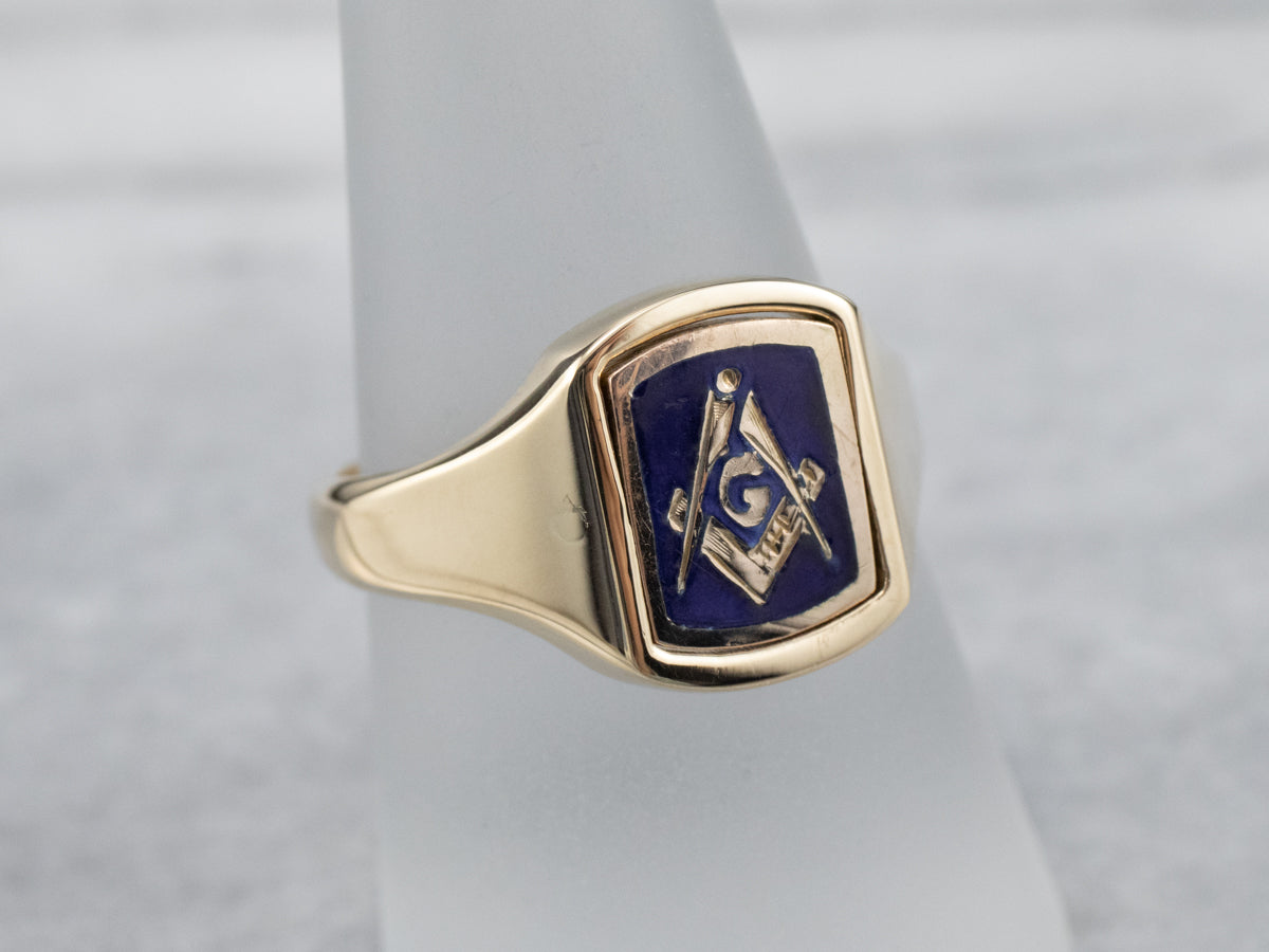 Vintage Masonic Signet Flip Ring