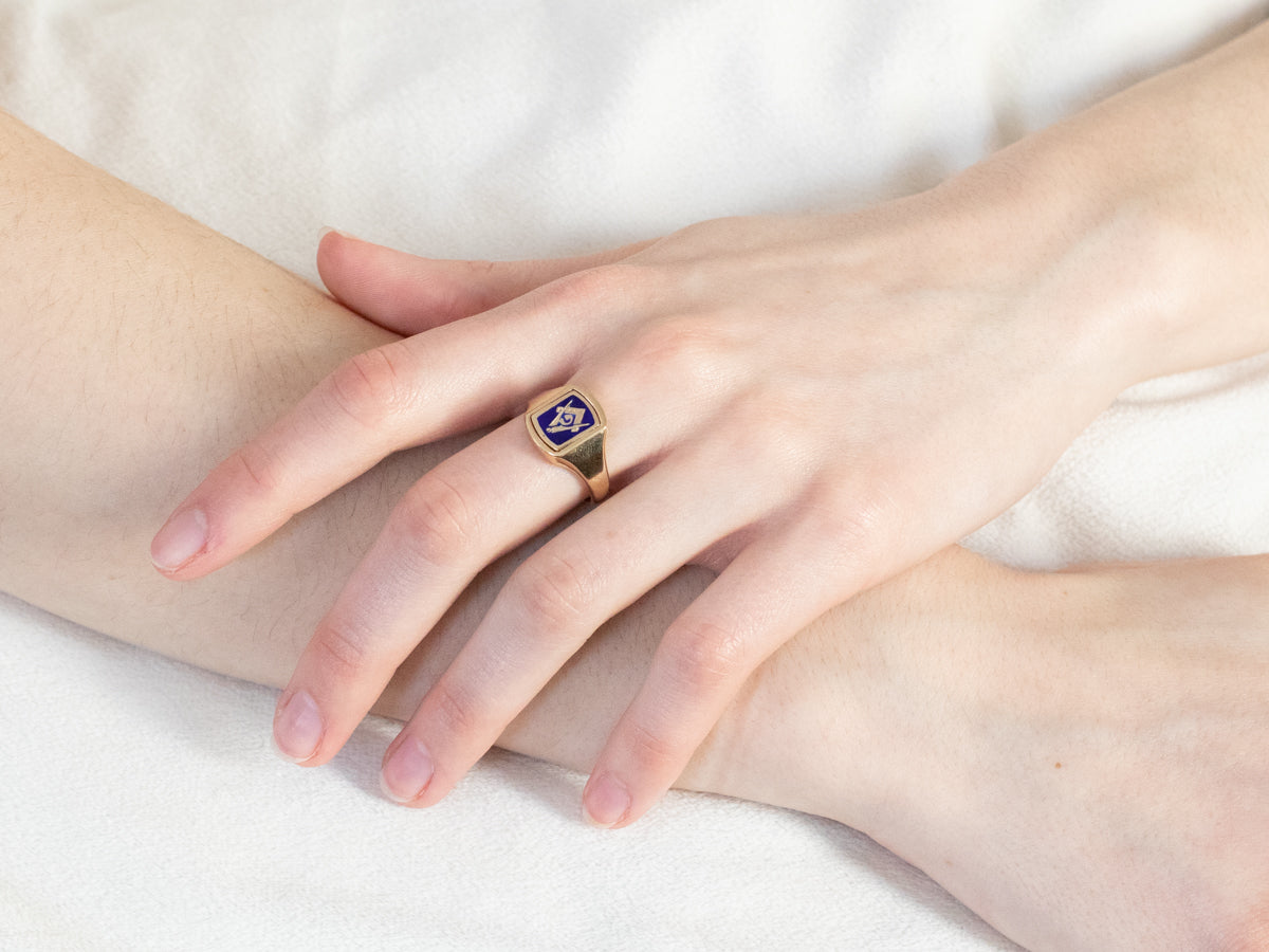 Vintage Masonic Signet Flip Ring