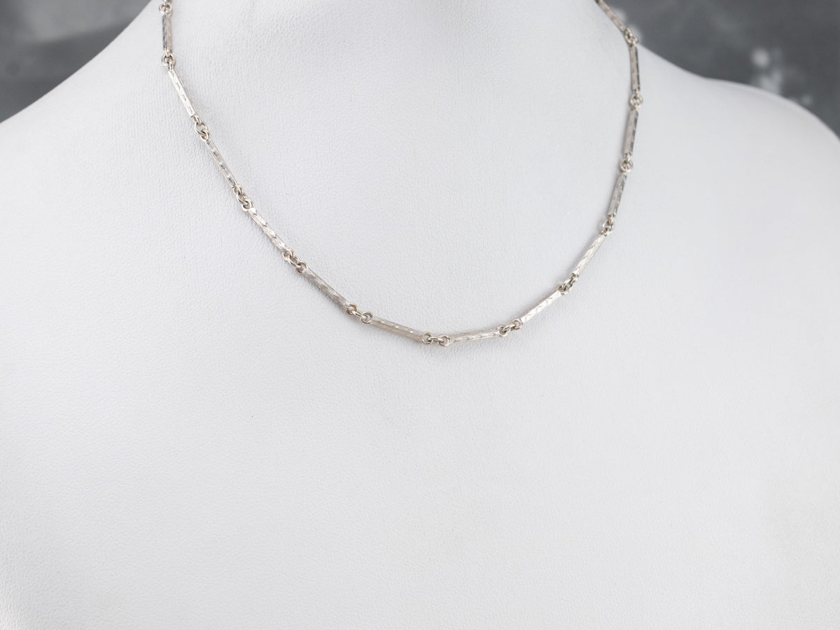 Vintage Textured White Gold Pocket Watch Chain