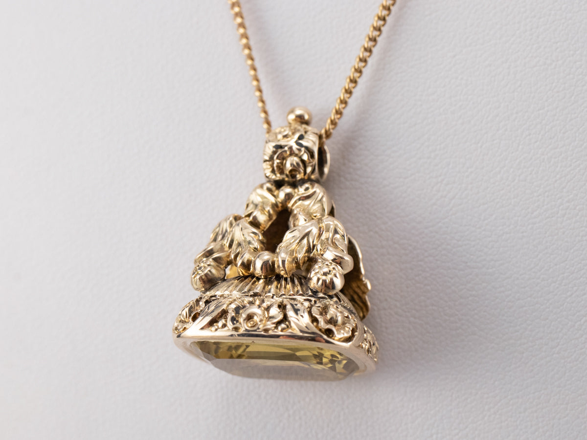 Victorian Gold and Citrine Fob Pendant