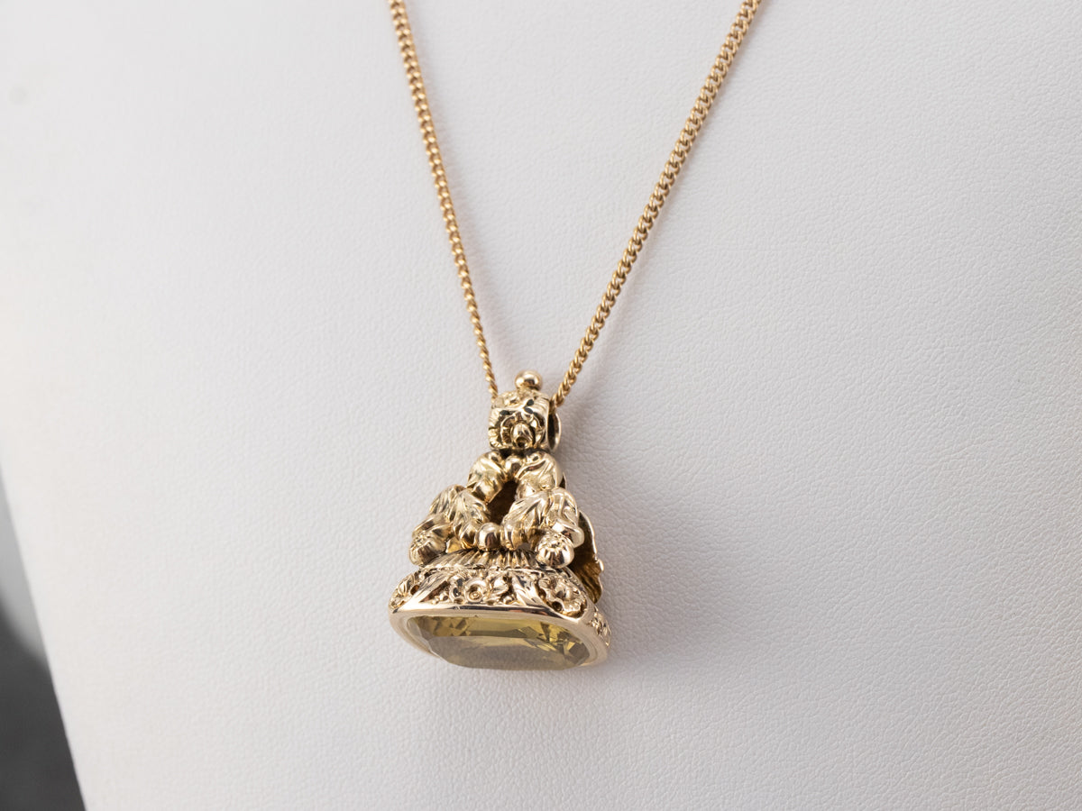Victorian Gold and Citrine Fob Pendant