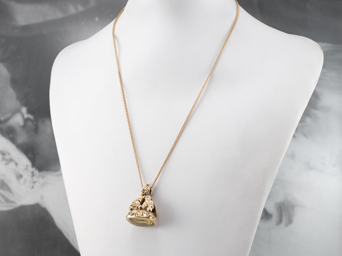 Victorian Gold and Citrine Fob Pendant