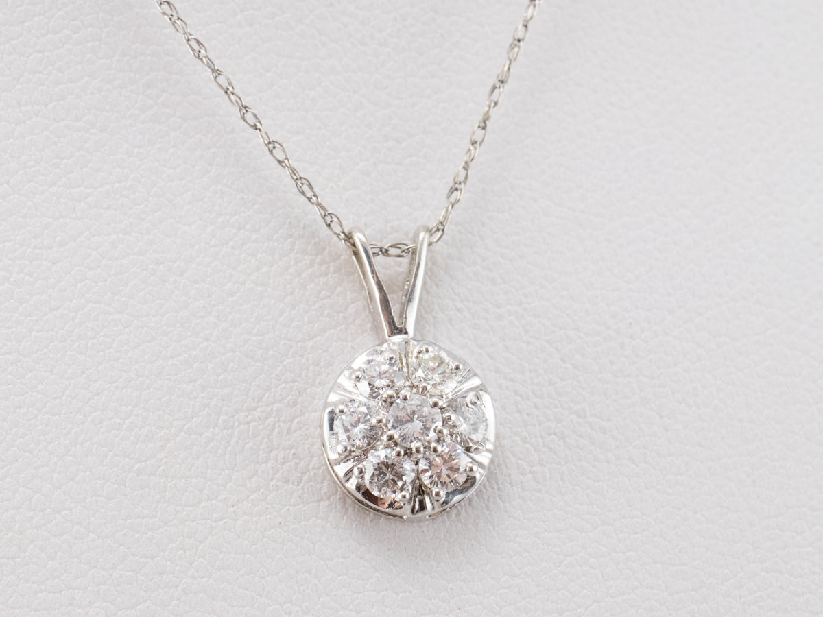 White Gold Diamond Cluster Pendant