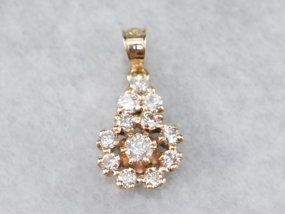 Yellow Gold Diamond Cluster Pendant