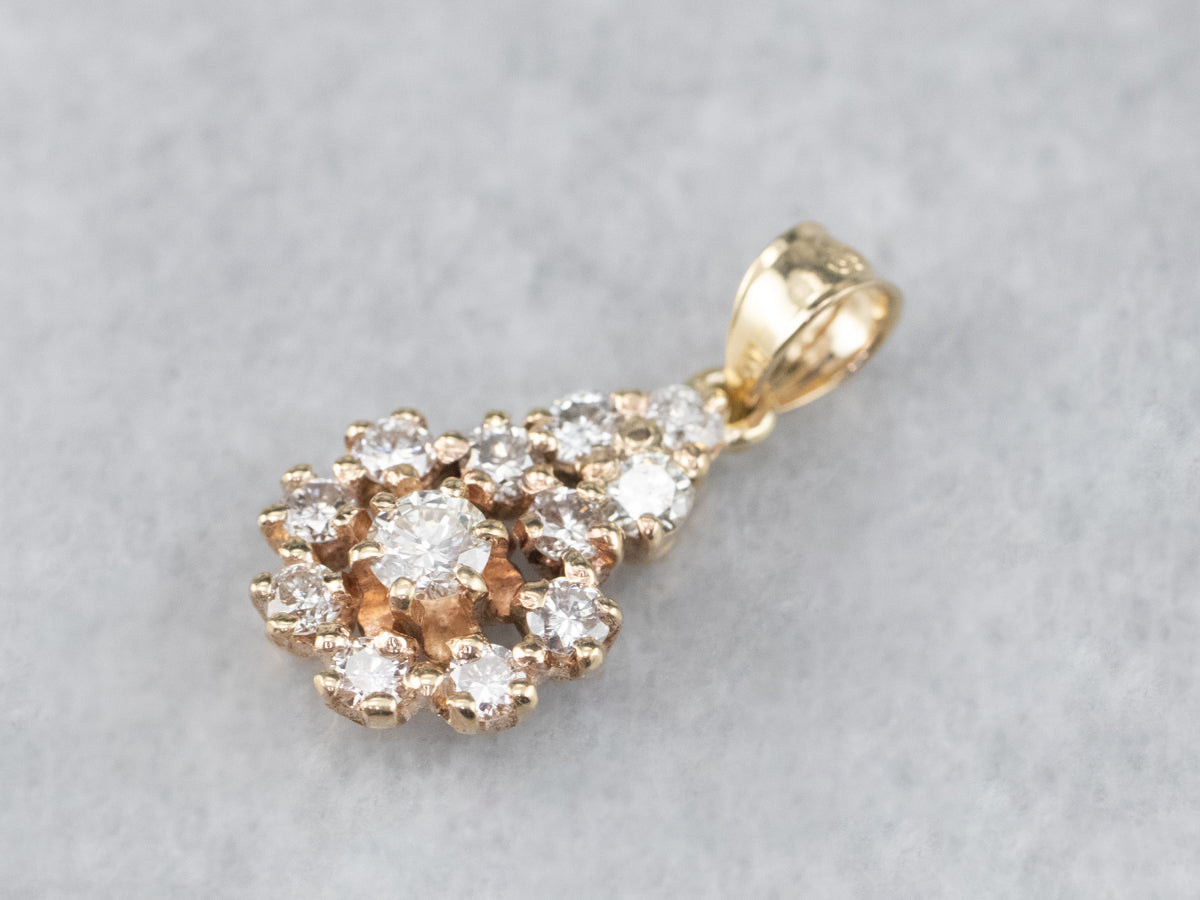 Yellow Gold Diamond Cluster Pendant