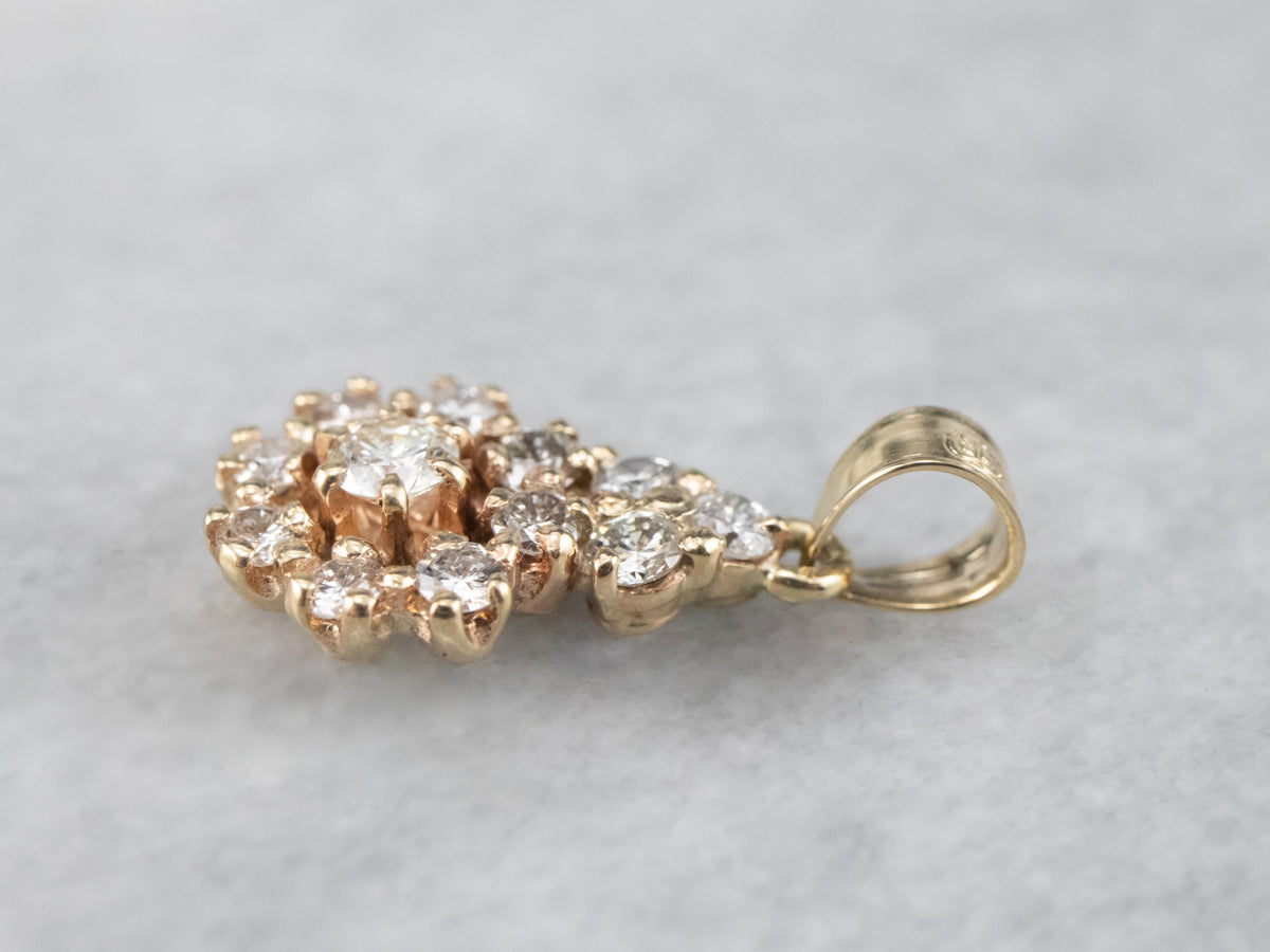 Yellow Gold Diamond Cluster Pendant